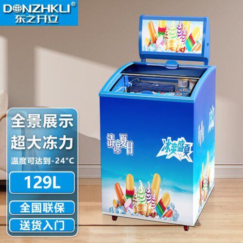东之开立冰柜透明玻璃门冷冻冷藏商用小型展示柜雪糕冰淇凌冰栗柜