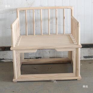 茬方老IXR榆木沙发组中合白新式全实木罗白坯原木汉床沙发白垒德