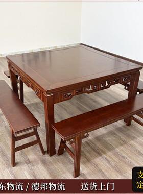 八仙桌实木方子客厅家用圆农47501村中堂老桌式实木餐桌饭店正形