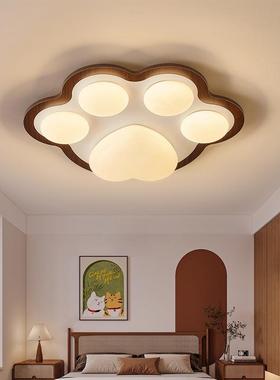 儿童房吸14055顶灯简风约创意温猫爪卧室灯式奶油中古馨可爱书日