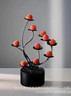 中网红铁艺IZX花朵树摆台式干冰树子荔枝虾球体盘创意摆盘冷菜立