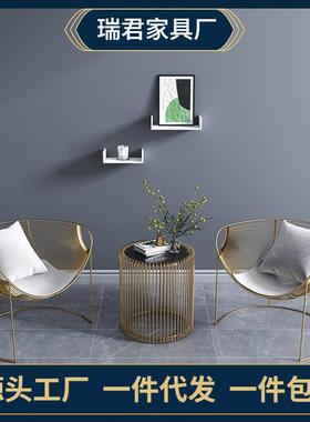 阳台桌椅三件网YYQ套红家约用轻奢小圆桌茶几椅子组合简铁庭院艺