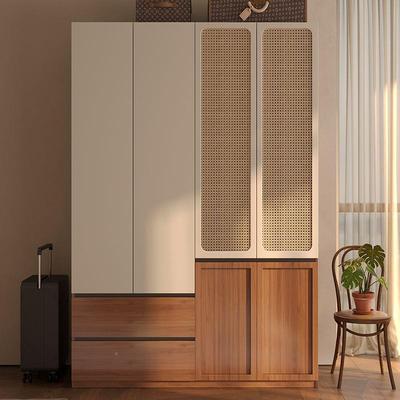 中古风BSN段式实木藤衣约柜一编门到顶免拉手现代简欧分松板衣橱