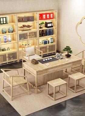 中式白蜡木1米8茶桌茶台实茶木桌椅组合20201005新茶空泡茶桌茶室