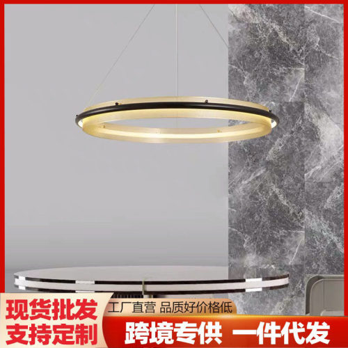 卧室轻奢客厅灯 酒店展厅艺术LED灯现代个性圆圈环形吊灯轻奢风