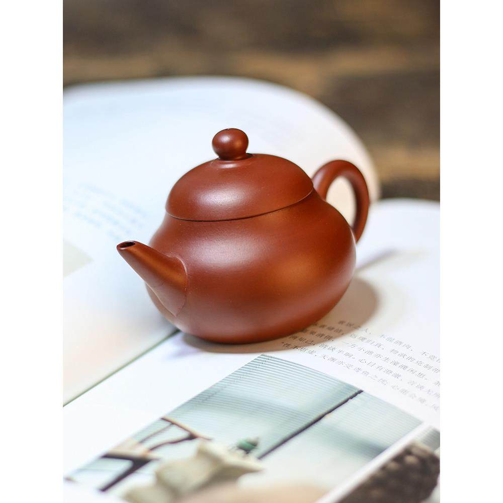 F7686H59KB1潮州原矿朱泥茶壶紫砂矮壶泡茶壶工Q茶具冲罐梨孟臣壶