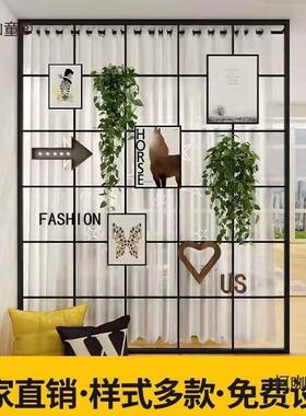 铁艺屏风隔断饰免家用打孔卧室窗麦帘分割墙办公室镂空装玄关ZZG