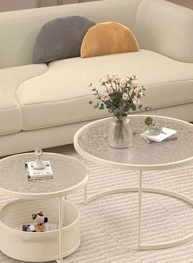 客厅家桌一组合小户体型钢化玻FMR璃圆简几约用现代茶几