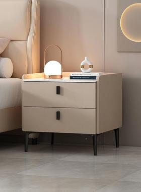 头灰色床柜实木约现轻代家用奢新简款主卧小型岩板F77S7H8H卧室床
