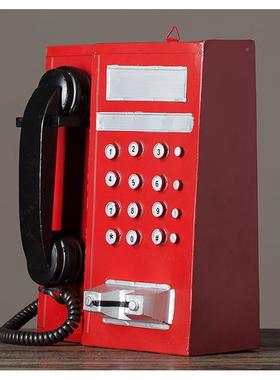 饰复古老式C磁电话机模型摆件80年代怀旧物KHFI件家卡居装品拍照