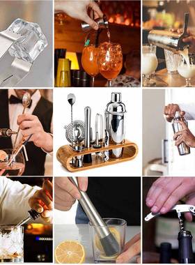 25年新锈款酒调酒套装吧不钢手摇雪克鸡尾酒壶调酒OS-B003器套装