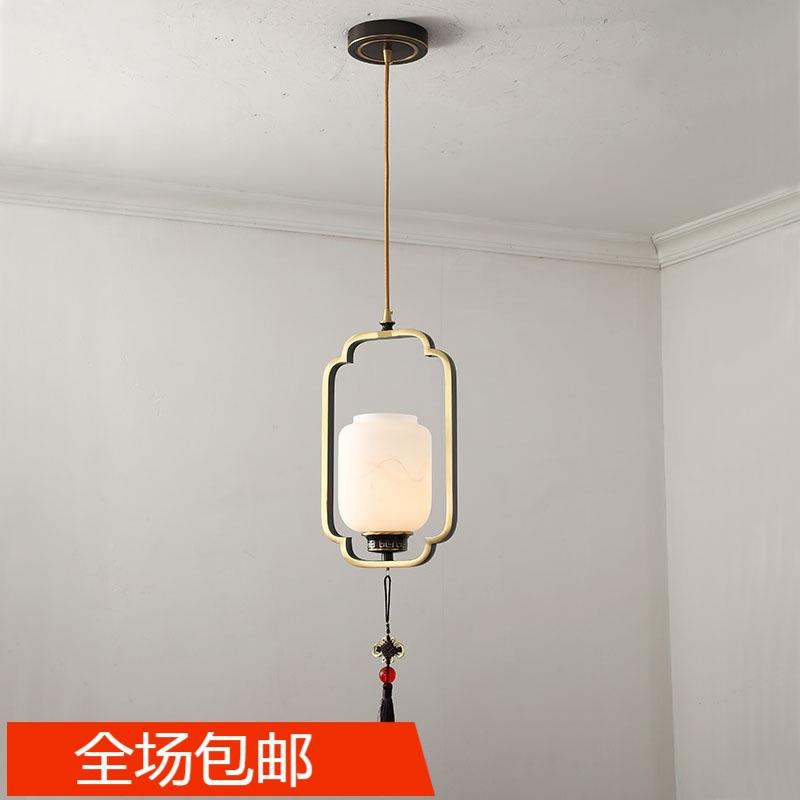 现新中式全铜卧室床头吊灯餐灯简约过道玄关创店意酒82780厅吧台