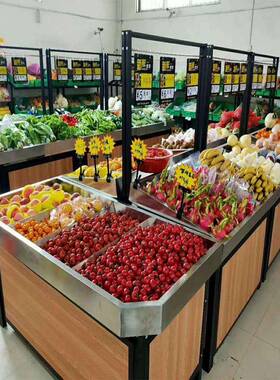 市木果LPO质水货架展示架果店木超水果架多层钢便利店生鲜果蔬菜