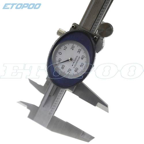 UO-TO0150mm精度不锈钢带表150不锈卡尺H英制高带表卡尺带深度杆