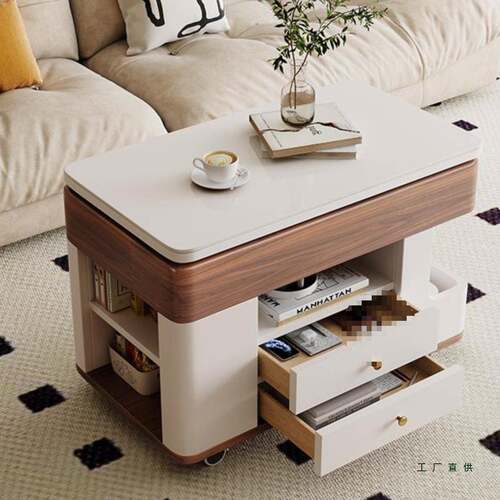 实木边可动沙边柜侧边柜小户型客厅几储物发小F986S669推车岩板移