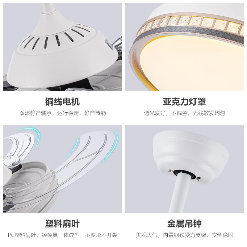 厅隐形风灯现代简约客厅吊扇灯卧室静音餐一体风扇中吊灯474山厂