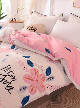 秋冬全加棉厚磨毛被套学生宿全棉加厚160x21新0纯棉被罩小清双人2