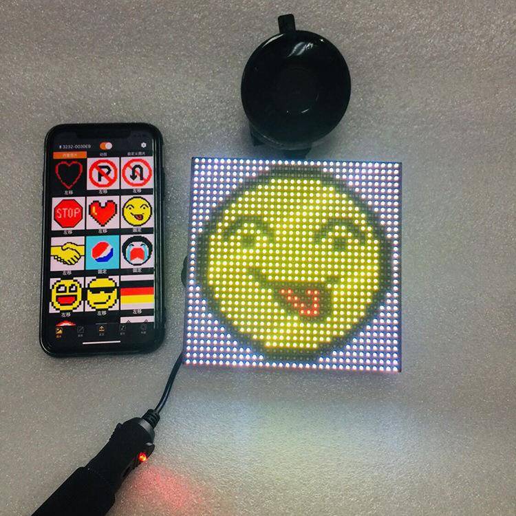 led广P4-32充告屏彩ed显示车后窗表情包笑脸充电款车全l载显示屏