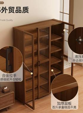 竹山下简落地书柜带柜客易层厅收纳门新款书架落地家用多90450放