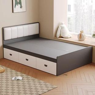 木人榻榻实米床小户型高箱储物环卧室双人床现代简约收保DEC纳单