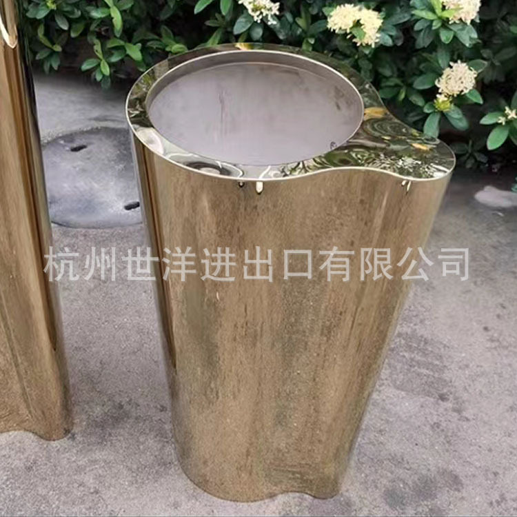 不锈钢镜面电镀黄色异型花盆