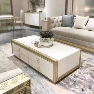 美式轻奢实木白茶几胚家具毛胚轻茶几白板模轻奢实木奢式实94486木茶几