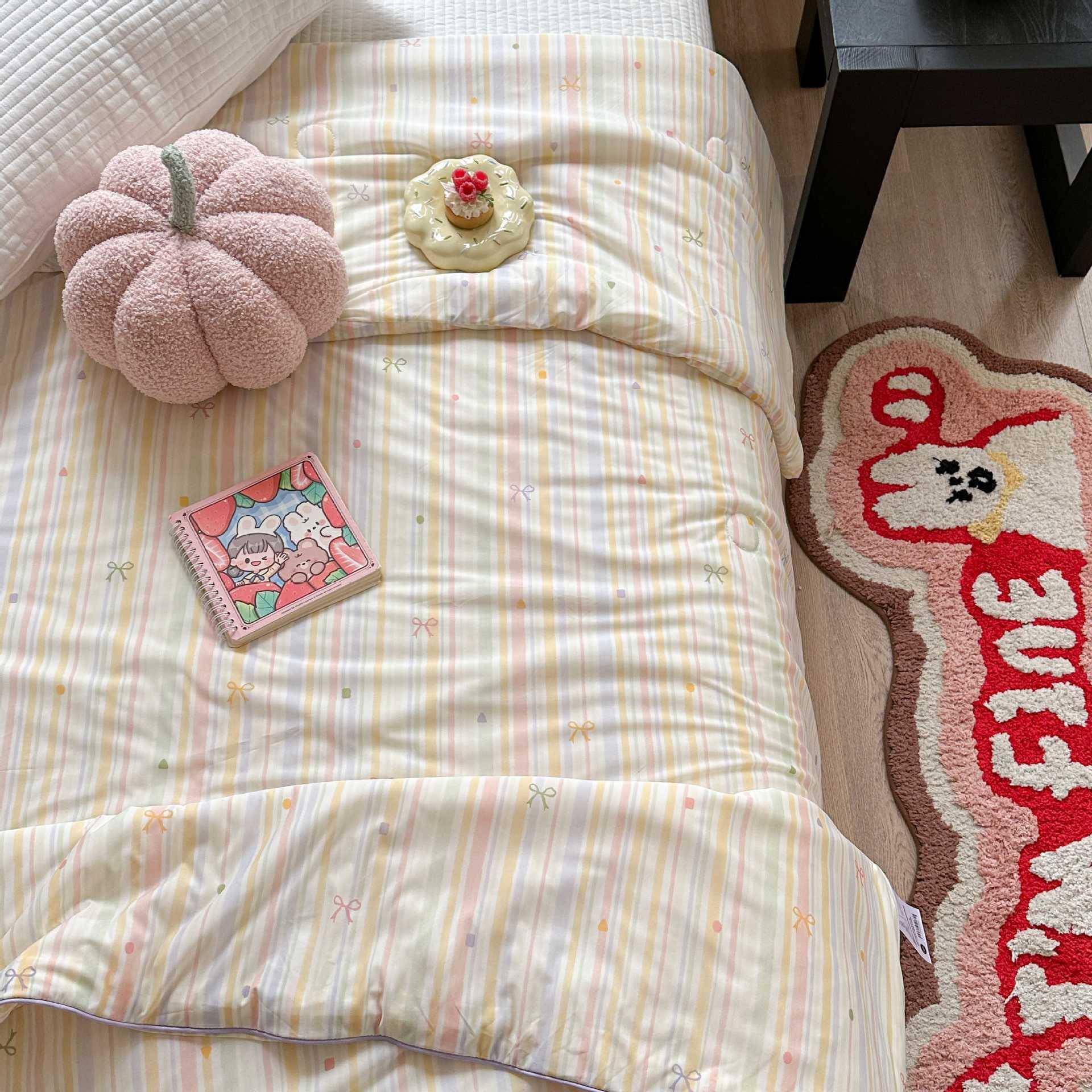 新款冰激凌花云母卡凉丝软糯亲肤夏被通印超N柔被芯感机洗夏凉被