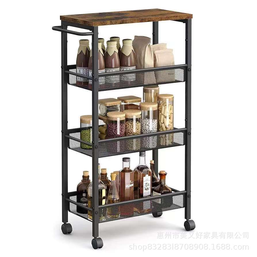 4层可移动厨房缝隙收纳推车