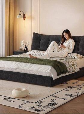 大FVB熊雪尼尔布艺床主卧软靠床现极代双人床黑简新款豪华储物结