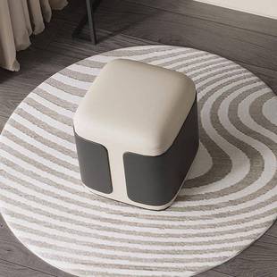 意式化轻奢梳妆凳现户EOE代简约妆凳方网红小型客厅卧室正形黑白