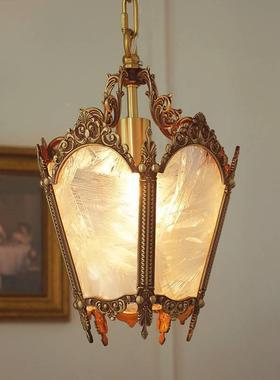 全式复古冰花吊灯法式欧铜式复古吧台床63590头美小玄关过道餐厅