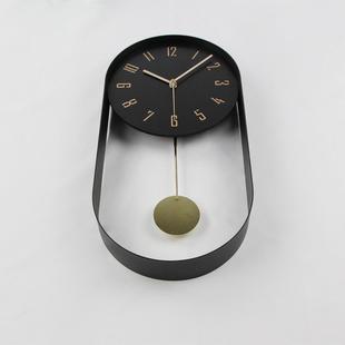 现B2004代时金艺尚椭圆形摆钟简约属时钟客厅挂钟电子用钟家轻奢