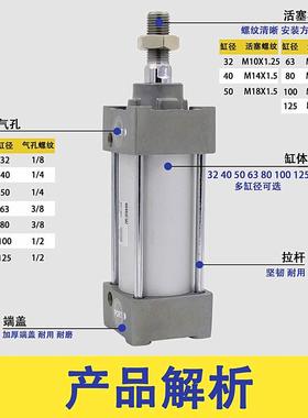 SC标准气缸BB/MDBB3240/50/63/80/1/00/125-25-15350-75-M100-M12