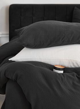 A类母级双SS200004层纱床上件套极婴全棉纯棉202四5新款秋冬简黑