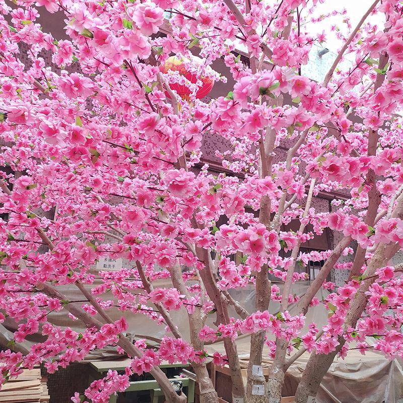 真绿仿植4.5m桃花桃花树绿植摆装件漫粉浪婚庆道具饰大型人造仿制