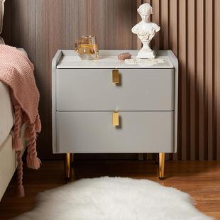 ft床头约柜实木轻奢现代岩板床头简软包岩2板小型025款 感户床边储