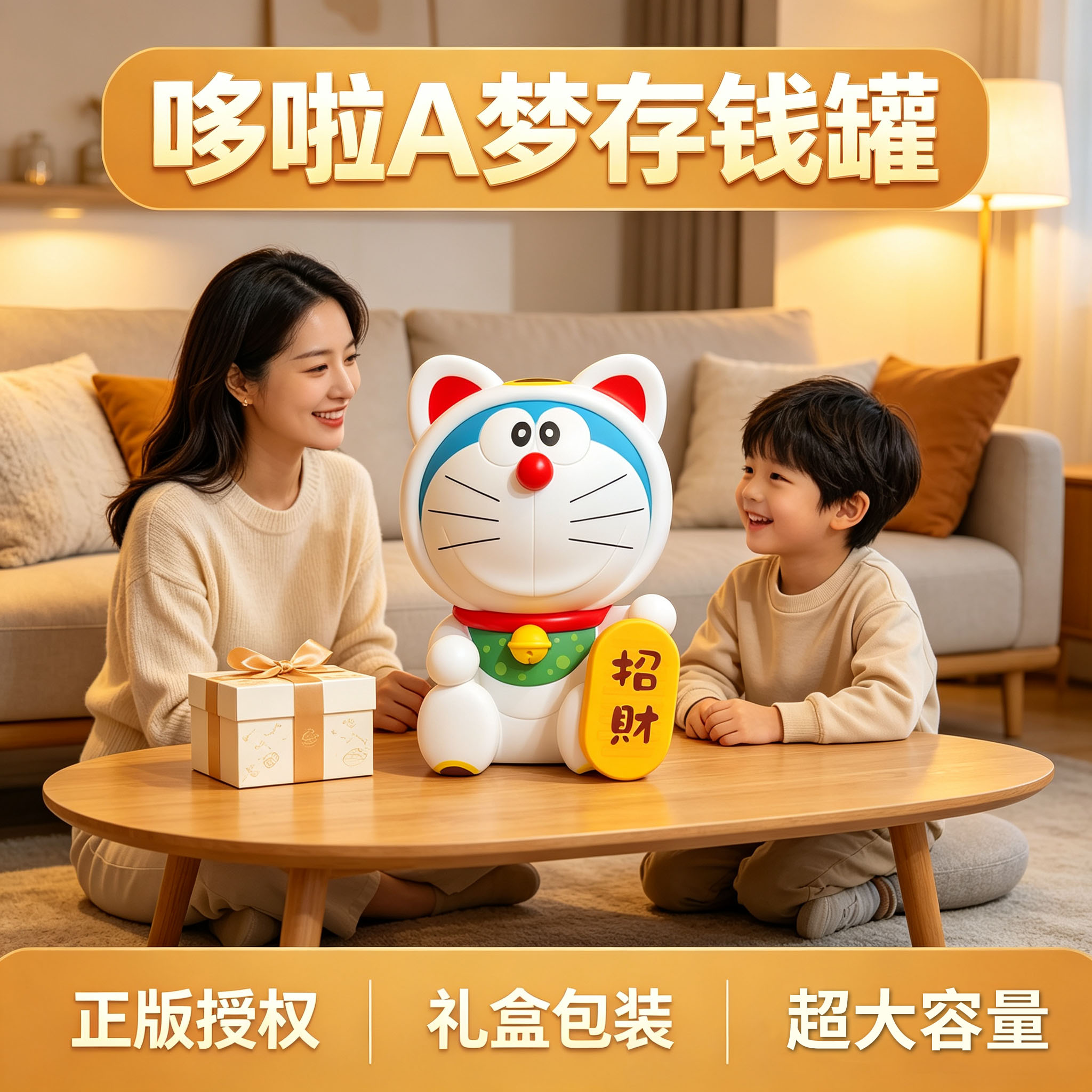 正版哆啦a梦儿童存钱罐大号摆件