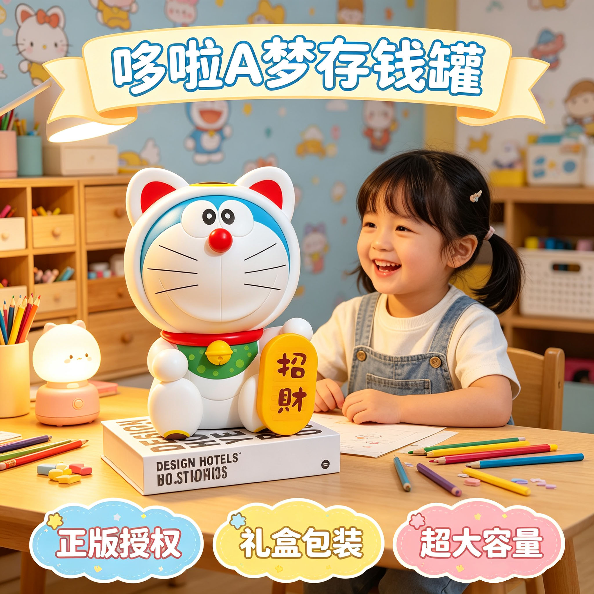 正版哆啦a梦儿童存钱罐大号摆件