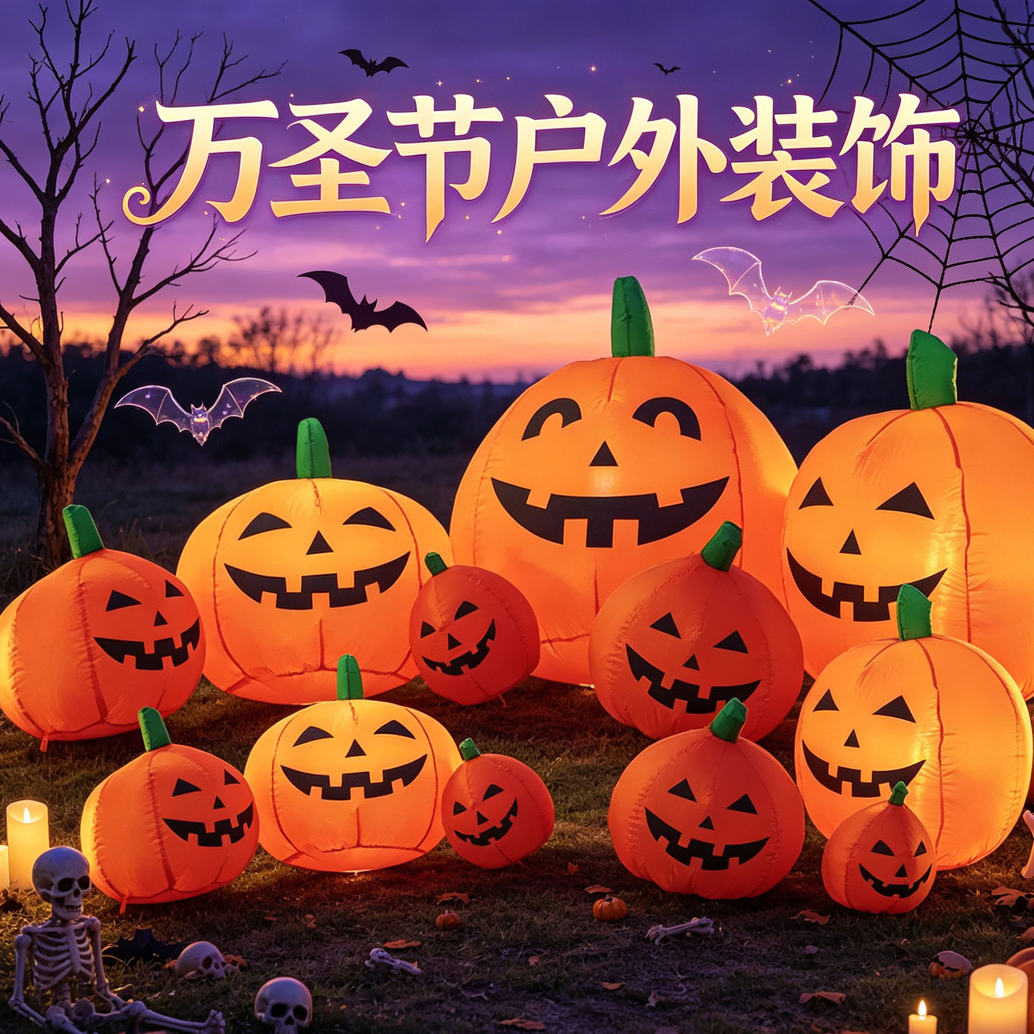 万圣节装饰品南瓜灯摆件气模商场派对幼儿园幽灵户外场景布置道具