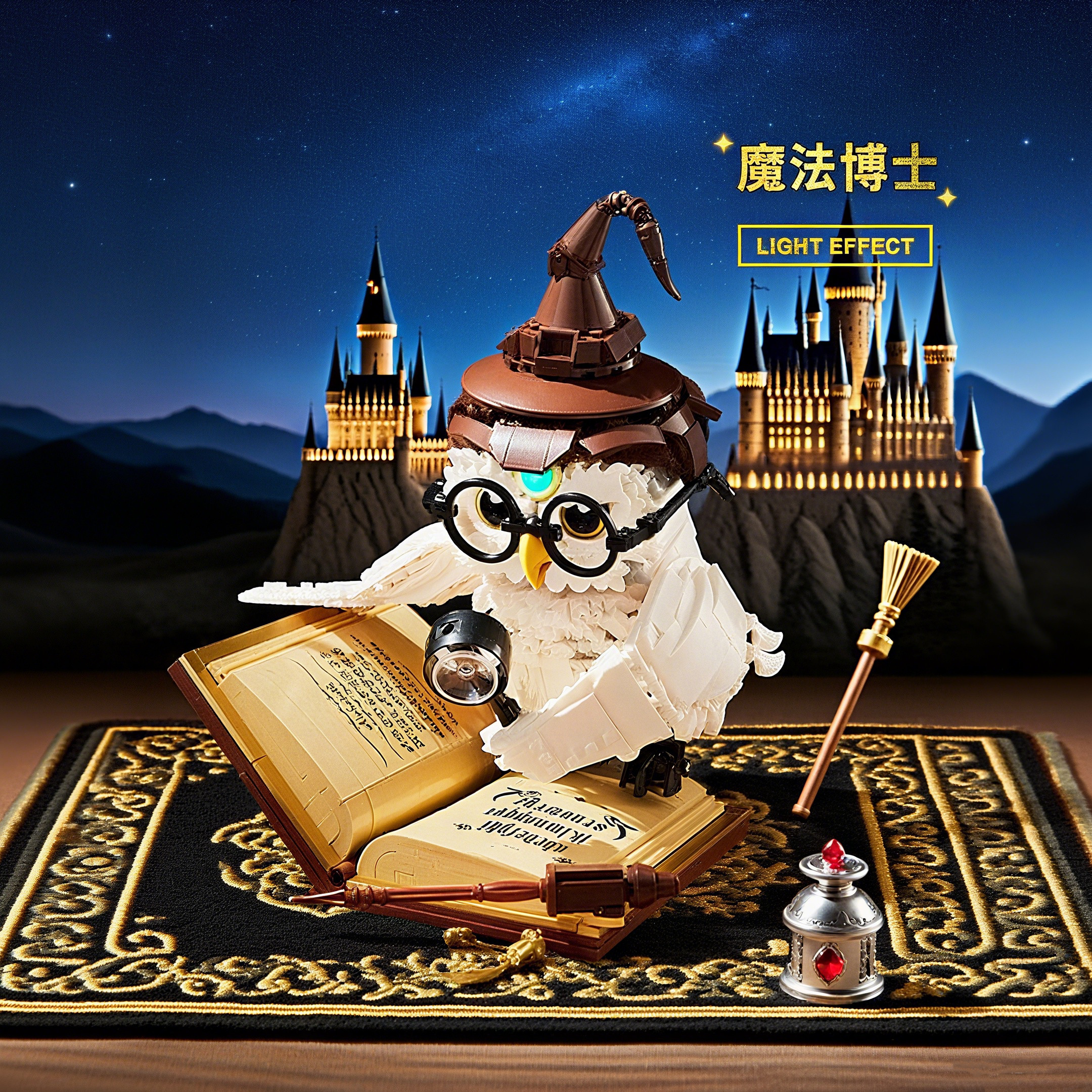 海德薇猫头鹰公仔拼装积木玩具儿童成人版哈利波特系列的益智周边