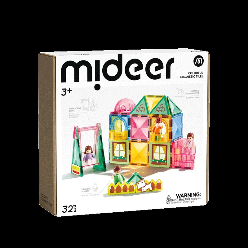 mideer弥鹿磁力片超级世界小车磁吸性积木儿童益智3玩具6生日礼物