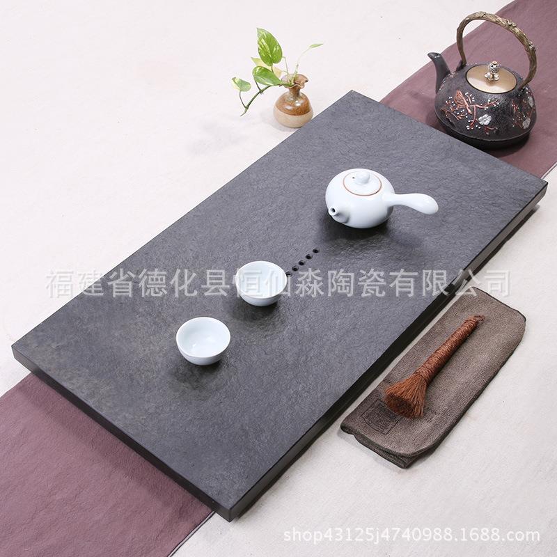 厂家直销乌金石茶盘大号单茶盘茶托盘 石制大茶台茶灶
