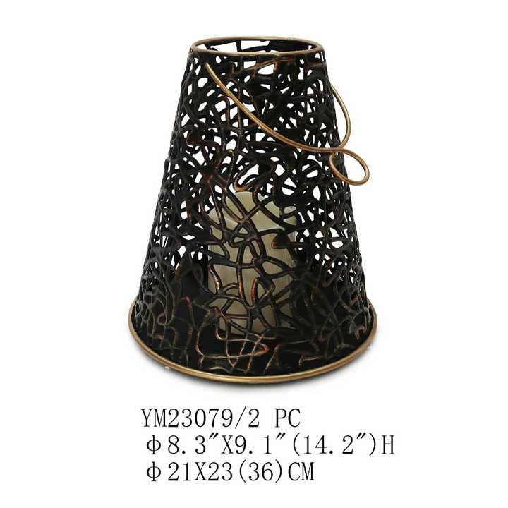 欧式防风灯LED烛台 铁艺酒店庭院户外风灯 蜡烛台摆件复古手提灯