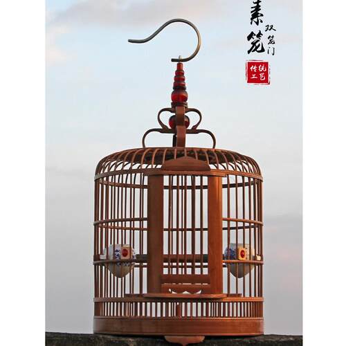 精品画眉竹制全套配件蝴蝶海洋厂雕刻八哥鹩哥大全笼大型鸟笼
