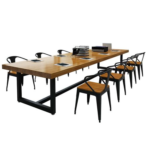 办公桌家用老板职员工位实木小型原木家具书桌简约现代会议桌长桌