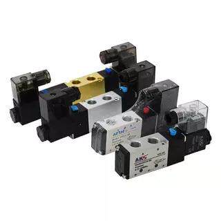 电磁阀4V210-08DC24V12V换向控制AC220亚德客机械阀体通用适配
