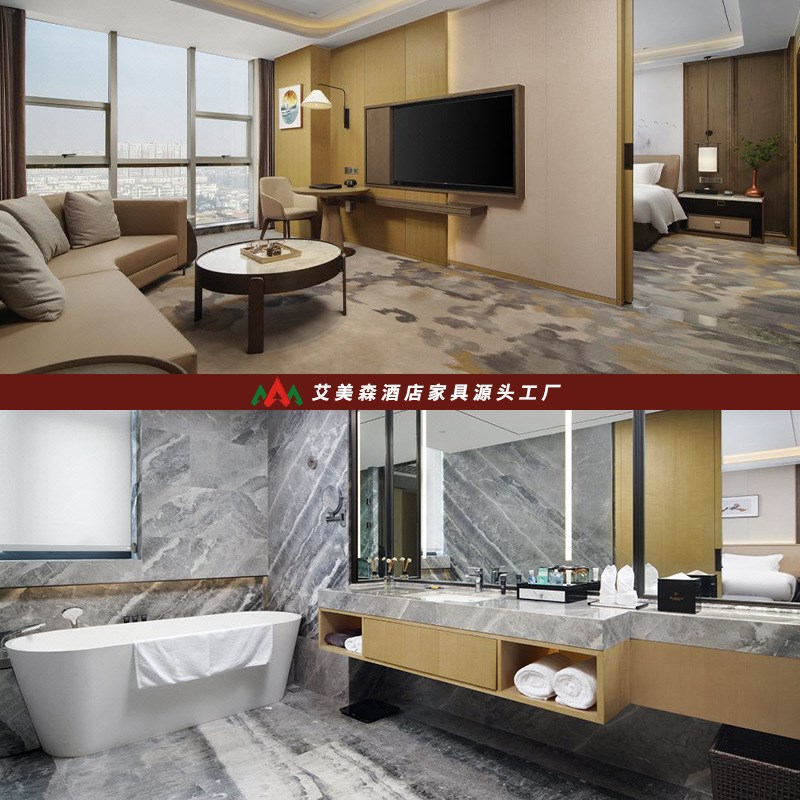 美丽豪酒店家具标间全套宾馆客房床箱电视柜民宿大床源头工厂直销