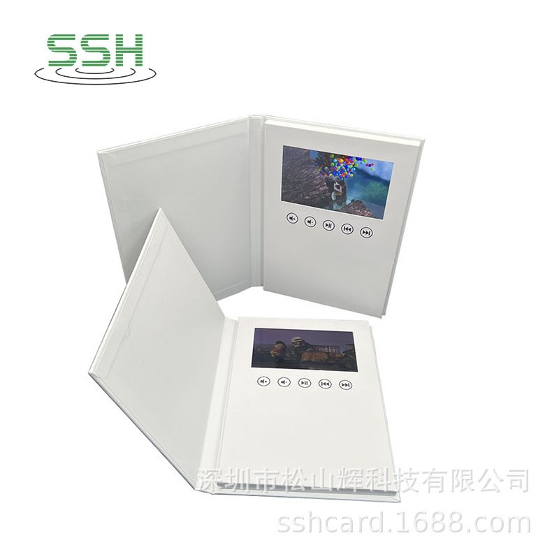 视频宣传册工厂纸质空白的7英寸视频贺卡白色的精装视频书