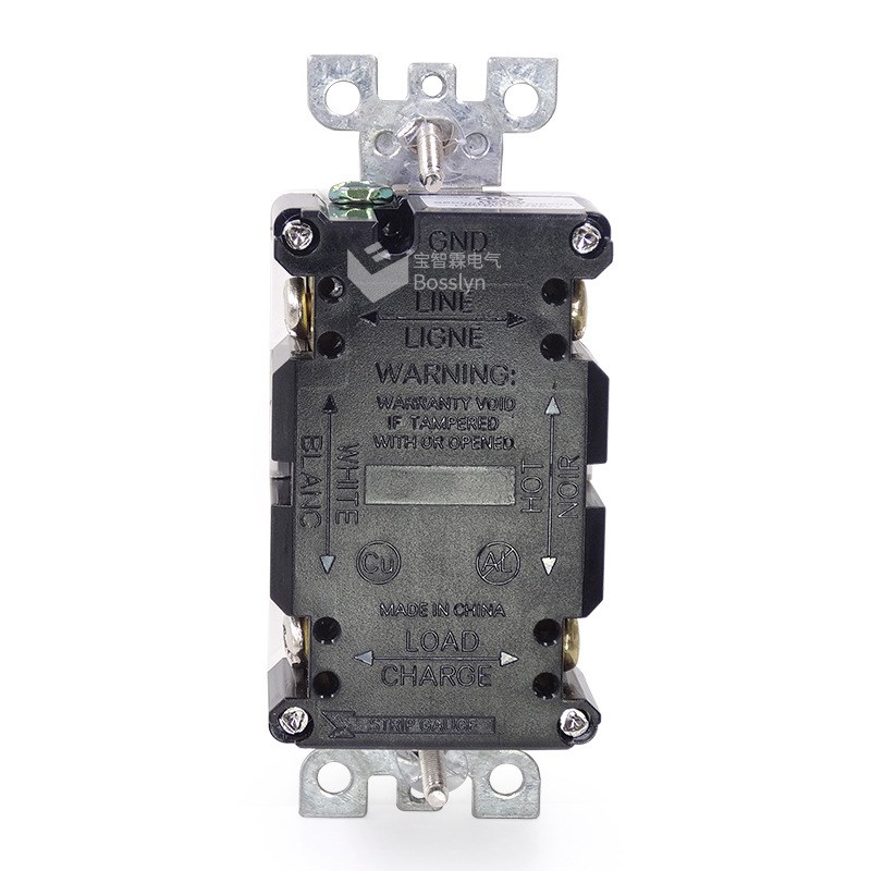 厂家直销带面板美规家用墙壁插座 GFCI插座 美式双联漏电保护插座