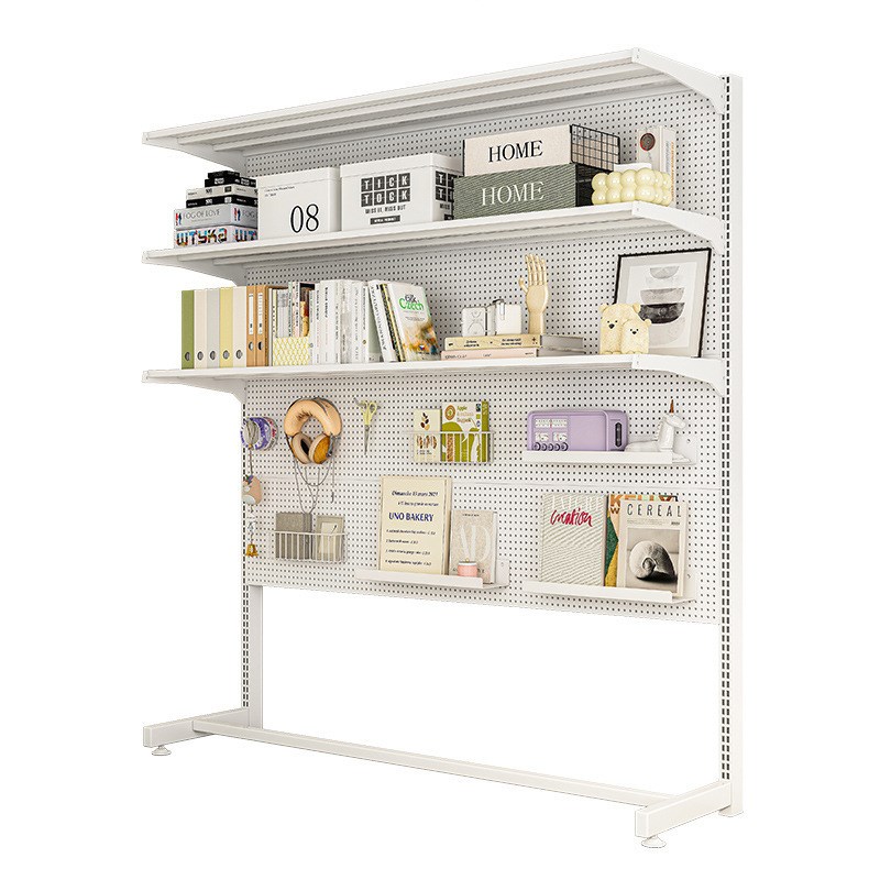 洞洞板置物架落地书柜书桌上立式靠墙收纳展示架学生家用桌面书架
